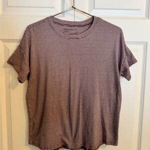 Eddie Bauer Purple Striped Short Sleeve Tee